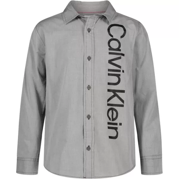 Calvin Klein Boys Long Sleeve Woven ButtonDown ShirtNimbus Vert