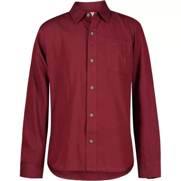 Calvin Klein Boys Long Sleeve Woven ButtonDown ShirtRed Carpet Herringbone