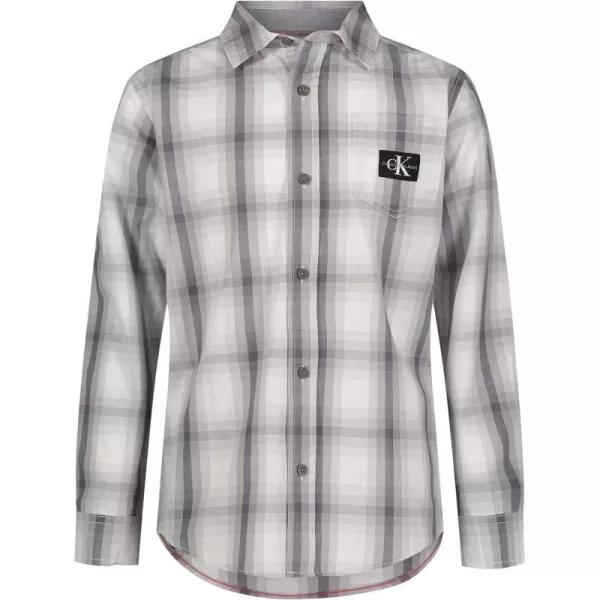 Calvin Klein Boys Long Sleeve Woven ButtonDown ShirtShadow Plaid