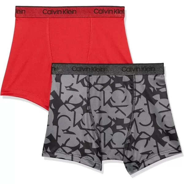 Calvin Klein Boys Performance Boxer Brief Underwear 2 PackBlack Ck FractureBerry Sangria