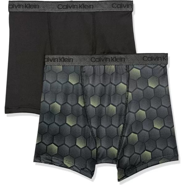 Calvin Klein Boys Performance Boxer Brief Underwear 2 PackBlack HexagonBlack