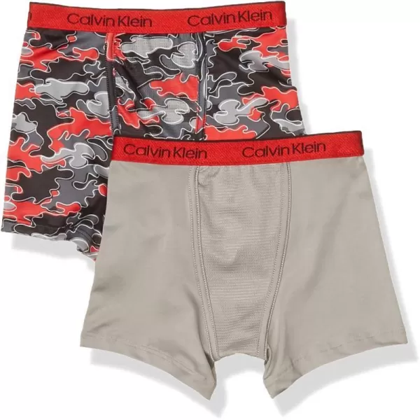 Calvin Klein Boys Performance Boxer Brief Underwear 2 PackCastle Rock  Red