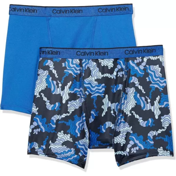 Calvin Klein Boys Performance Boxer Brief Underwear 2 PackNavy Wave Victoria Blue