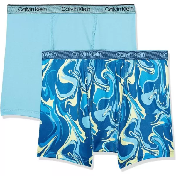 Calvin Klein Boys Performance Boxer Brief Underwear 2 PackOcean Blue Marble