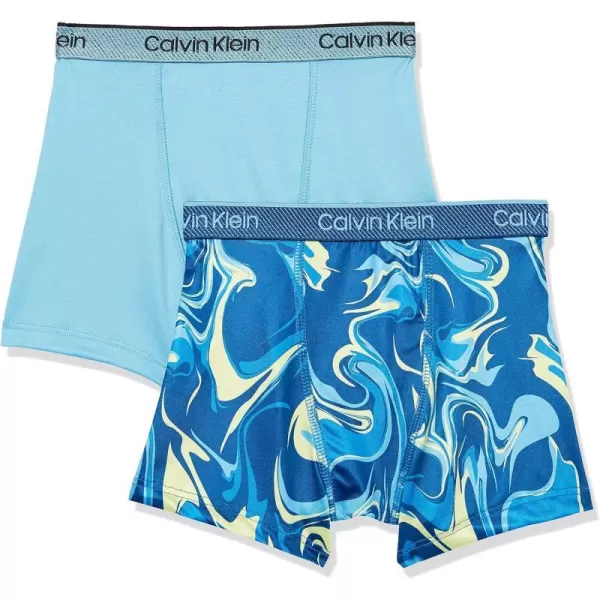 Calvin Klein Boys Performance Boxer Brief Underwear 2 PackOcean Blue MarbleSky High