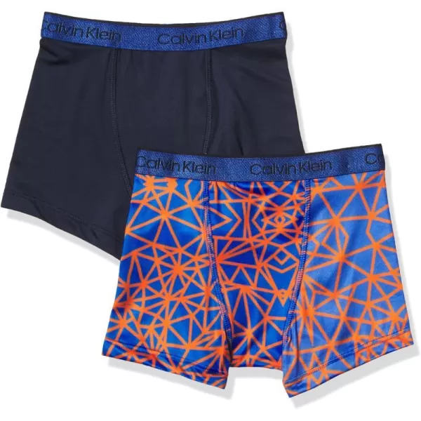 Calvin Klein Boys Performance Boxer Brief Underwear 2 PackTriangle Logo BlueBlue Iris