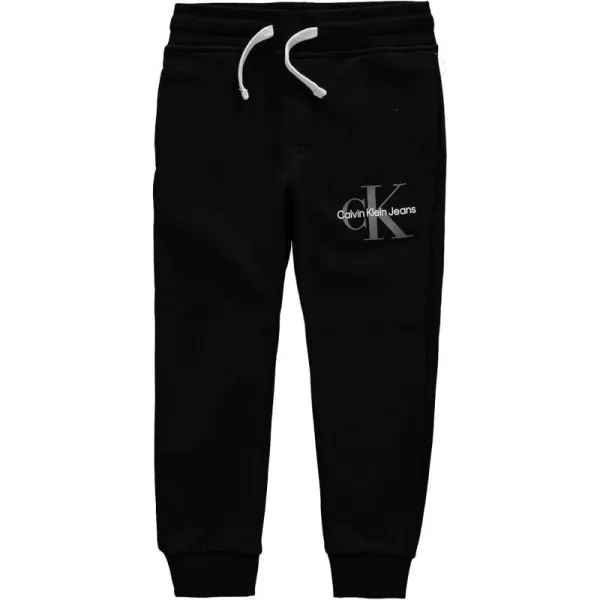 Calvin Klein Boys Pullon Fleece Jogger Sweatpants Drawstring ClosureBlack With Silver