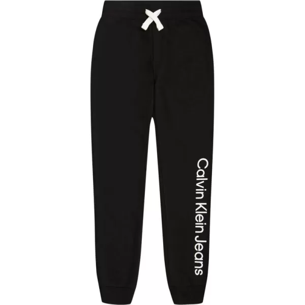 Calvin Klein Boys Pullon Fleece Jogger Sweatpants Drawstring ClosureVertical Logo Black