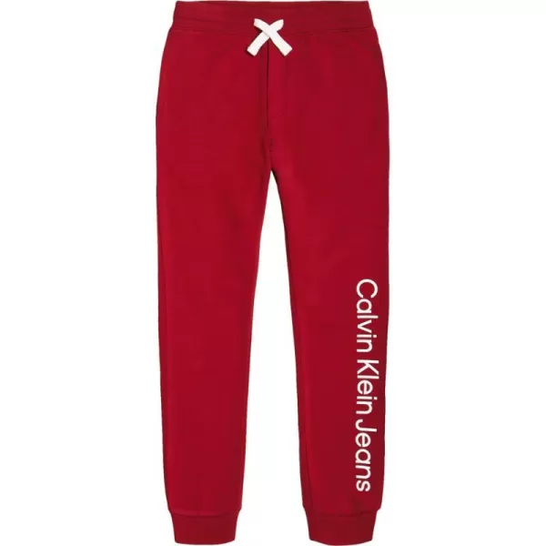 Calvin Klein Boys Pullon Fleece Jogger Sweatpants Drawstring ClosureVertical Logo Red Carpet