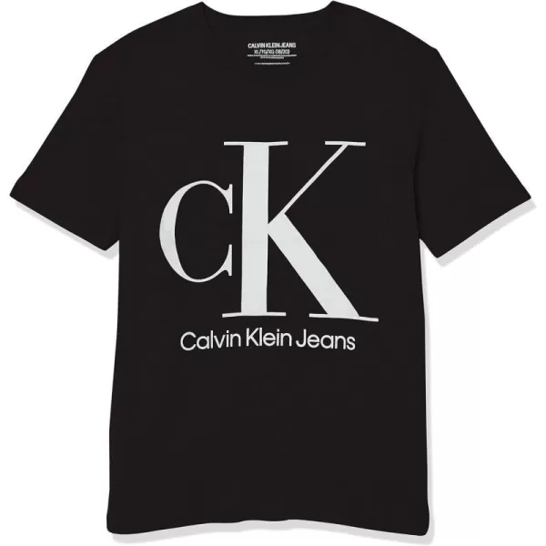 Calvin Klein Boys Short Sleeve Logo Crew Neck TShirt Soft Comfortable Relaxed FitBlack Ck White