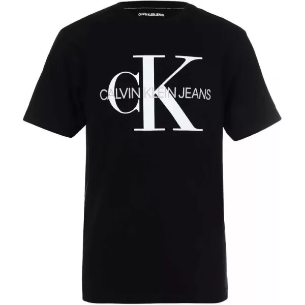 Calvin Klein Boys Short Sleeve Logo Crew Neck TShirt Soft Comfortable Relaxed FitBlack Night