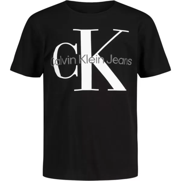 Calvin Klein Boys Short Sleeve Logo Crew Neck TShirt Soft Comfortable Relaxed FitClassic Black