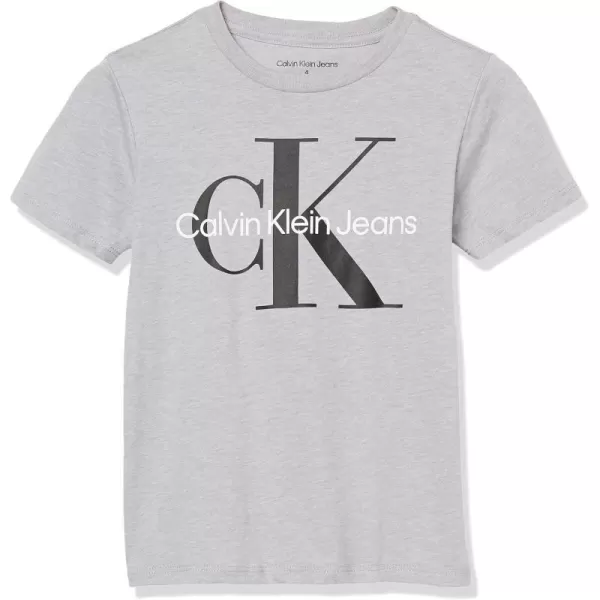 Calvin Klein Boys Short Sleeve Logo Crew Neck TShirt Soft Comfortable Relaxed FitClassic Grey