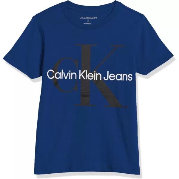 Calvin Klein Boys Short Sleeve Logo Crew Neck TShirt Soft Comfortable Relaxed FitClassic Surf Web