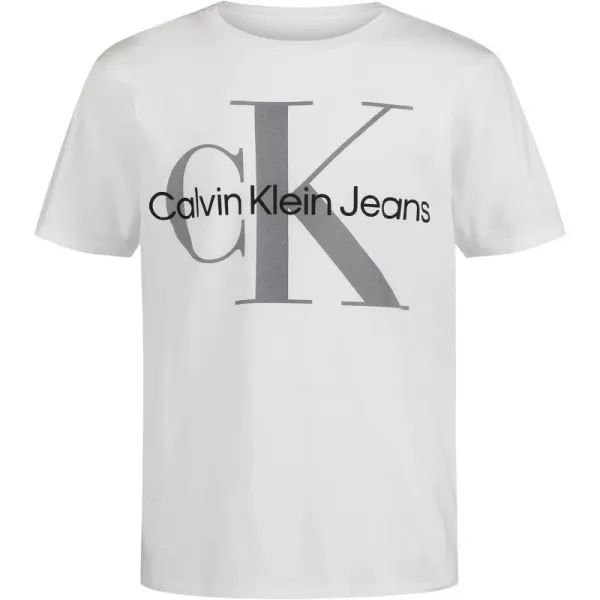 Calvin Klein Boys Short Sleeve Logo Crew Neck TShirt Soft Comfortable Relaxed FitClassic White