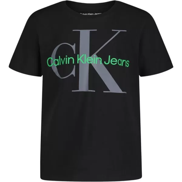 Calvin Klein Boys Short Sleeve Logo Crew Neck TShirt Soft Comfortable Relaxed FitCore Black