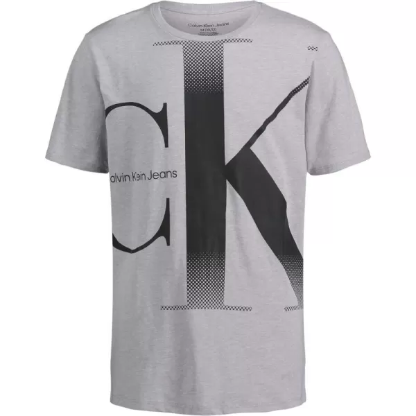 Calvin Klein Boys Short Sleeve Logo Crew Neck TShirt Soft Comfortable Relaxed FitFadeout Light Grey