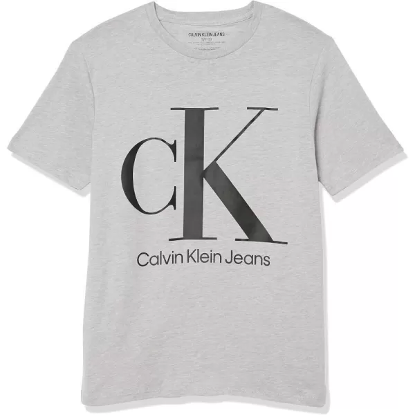 Calvin Klein Boys Short Sleeve Logo Crew Neck TShirt Soft Comfortable Relaxed FitLight Grey Heather Ck