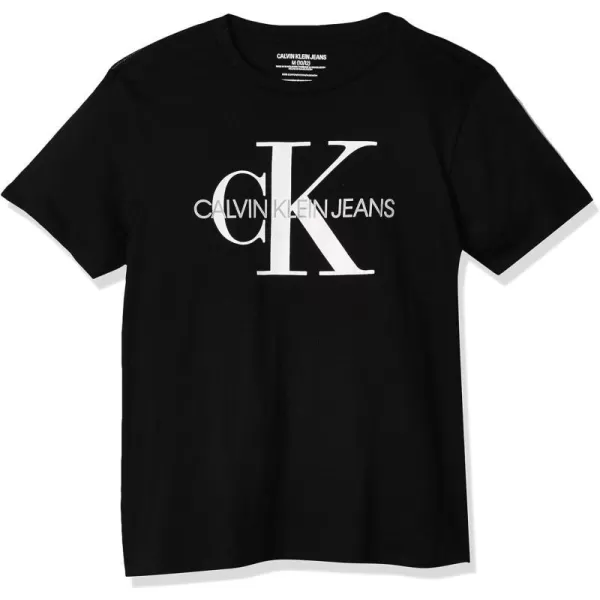 Calvin Klein Boys Short Sleeve Logo Crew Neck TShirt Soft Comfortable Relaxed FitTrue Black