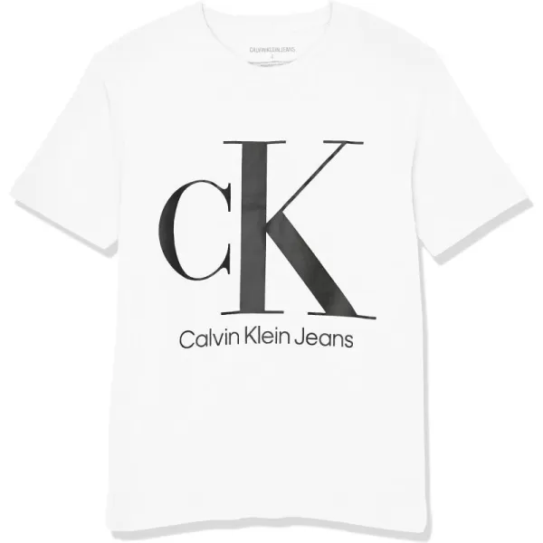 Calvin Klein Boys Short Sleeve Logo Crew Neck TShirt Soft Comfortable Relaxed FitWhite Ck Black