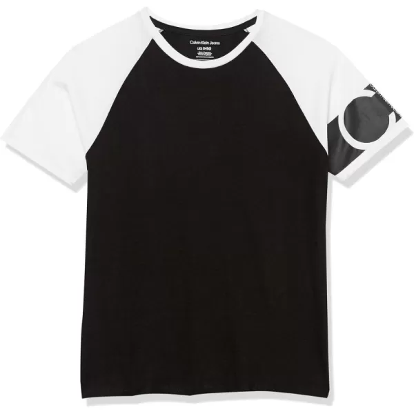 Calvin Klein Boys Short Sleeve Logo Crew Neck TShirt Soft Comfortable Relaxed FitWraparound Black