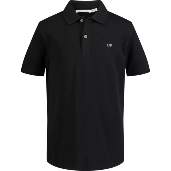 Calvin Klein Boys Short Sleeve Micro Pique Solid PoloClassic Black