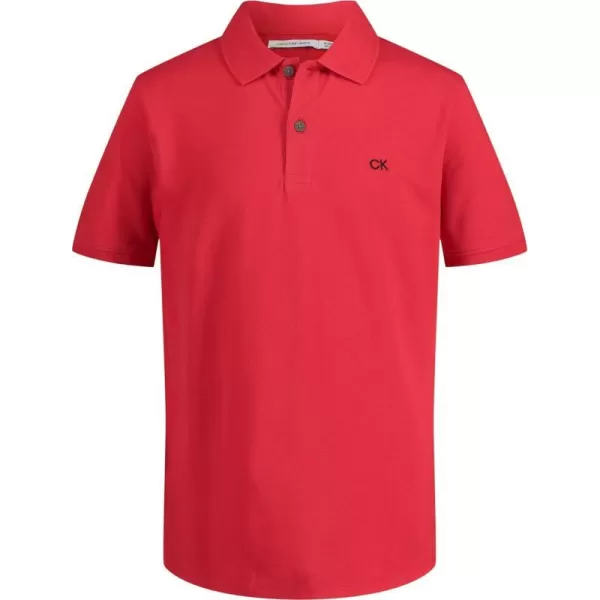 Calvin Klein Boys Short Sleeve Micro Pique Solid PoloClassic Racing Red