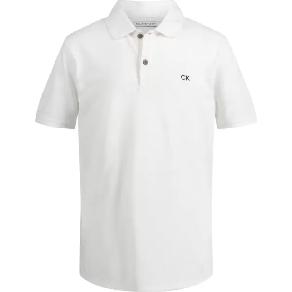 Calvin Klein Boys Short Sleeve Micro Pique Solid PoloClassic White