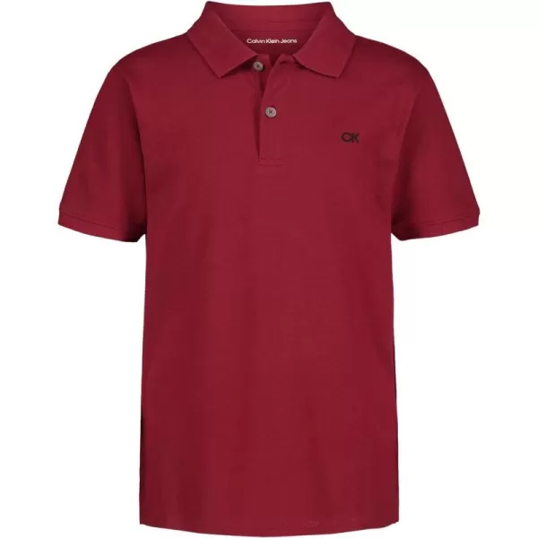 Calvin Klein Boys Short Sleeve Micro Pique Solid PoloRed Carpet