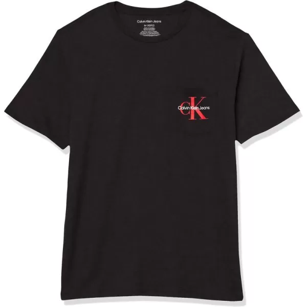 Calvin Klein Boys Short Sleeve Pocket Logo Crew Neck TShirt Soft Comfortable Relaxed FitBlack