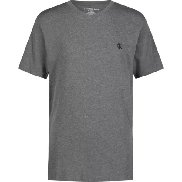 Calvin Klein Boys Short Sleeve Solid VNeck TShirt Soft Comfortable Relaxed FitCharcoal Heather