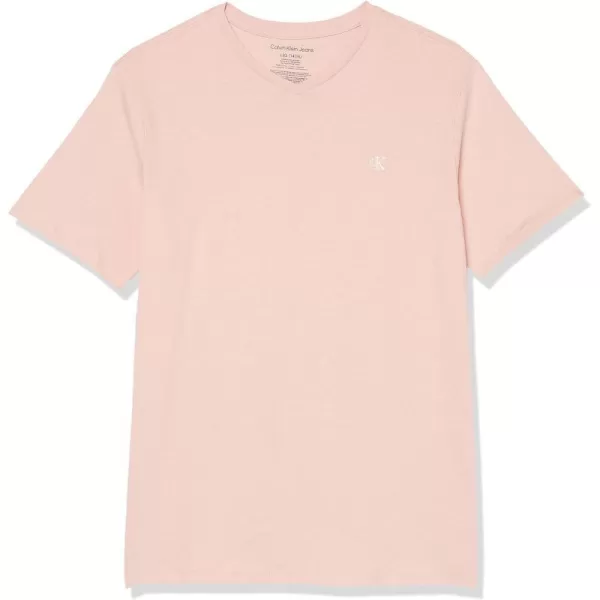 Calvin Klein Boys Short Sleeve Solid VNeck TShirt Soft Comfortable Relaxed FitSilver Pink 11b