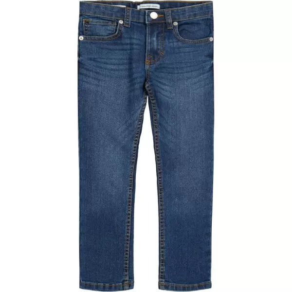 Calvin Klein Boys Skinny Fit Stretch Denim Jeans 5Pocket Style amp Zipper ClosureHouston Mid Blue 15b