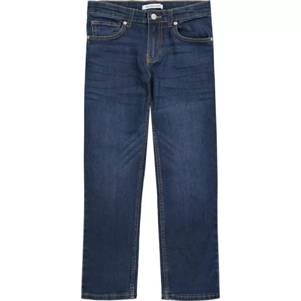 Calvin Klein Boys Slim Fit Straight Leg Stretch Denim Jeans 5 Pocket Style amp Zipper ClosureAustin Dark Blue