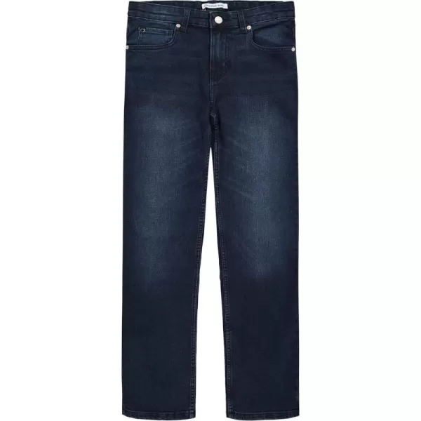 Calvin Klein Boys Slim Fit Straight Leg Stretch Denim Jeans 5 Pocket Style amp Zipper ClosureBoston Blue