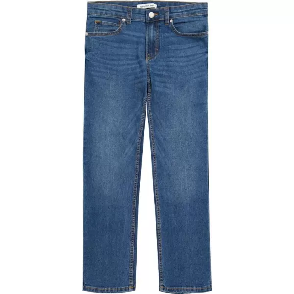 Calvin Klein Boys Slim Fit Straight Leg Stretch Denim Jeans 5 Pocket Style amp Zipper ClosureHouston Mid Blue