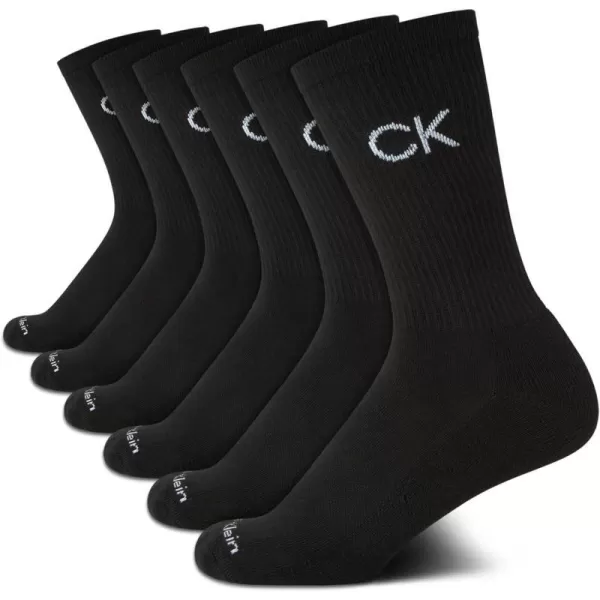 Calvin Klein Boys Socks  Cushion Crew Cut Socks 6 PackBlack