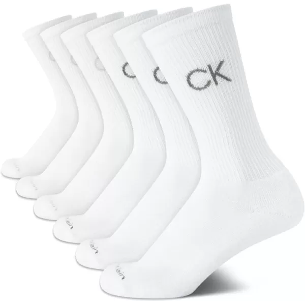 Calvin Klein Boys Socks  Cushion Crew Cut Socks 6 PackWhite