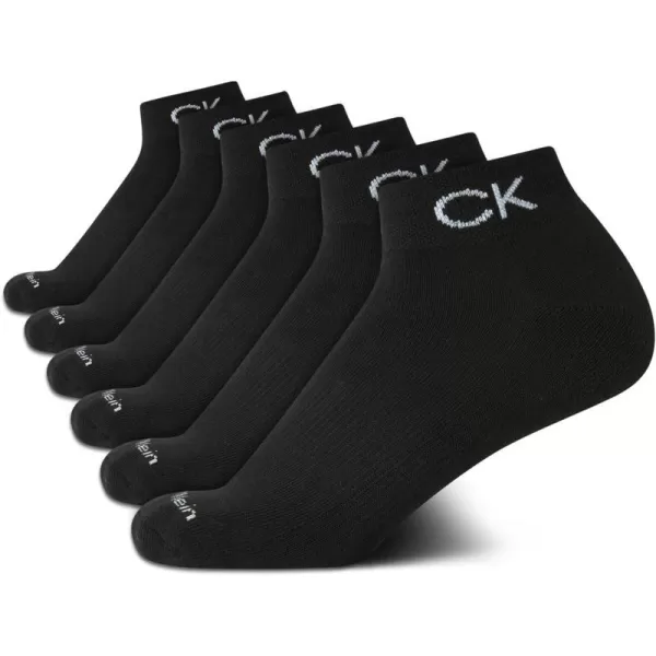 Calvin Klein Boys Socks  Cushion Quarter Cut Ankle Socks 6 PackBlack