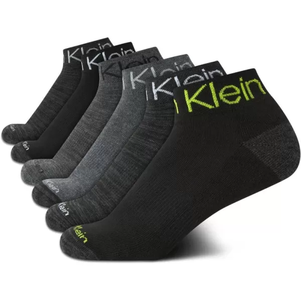 Calvin Klein Boys Socks  Cushion Quarter Cut Ankle Socks 6 PackBlackGrey Assorted