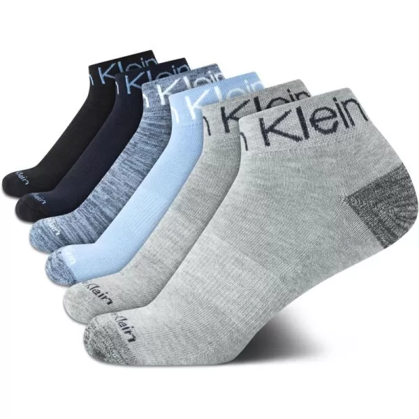 Calvin Klein Boys Socks  Cushion Quarter Cut Ankle Socks 6 PackGreyNavyBlue