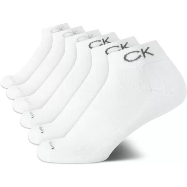 Calvin Klein Boys Socks  Cushion Quarter Cut Ankle Socks 6 PackWhite