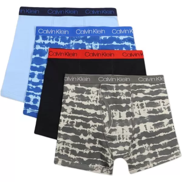 Calvin Klein Boys Underwear 4 Pack Boxer Brief Value PackBlue Tie DyeCastle Rock Tie Dye