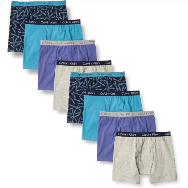 Calvin Klein Boys Underwear 8 Pack Boxer BriefsBasics Value PackBlue Print