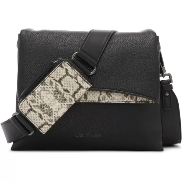 Calvin Klein Chrome Organizational 2 in 1 Flap CrossbodyBlackWhite