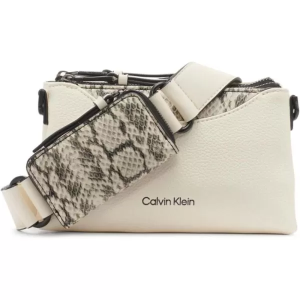 Calvin Klein Chrome Organizational 2 in 1 Top Zip CrossbodyCherub WhiteBlack