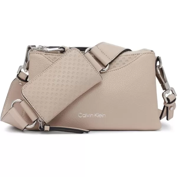 Calvin Klein Chrome Organizational 2 in 1 Top Zip CrossbodyMushroom