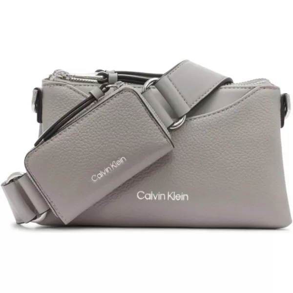 Calvin Klein Chrome Organizational 2 in 1 Top Zip CrossbodyStone