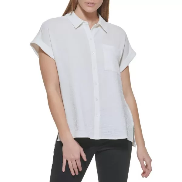 Calvin Klein Ck Womens Blouse CollarSoft White