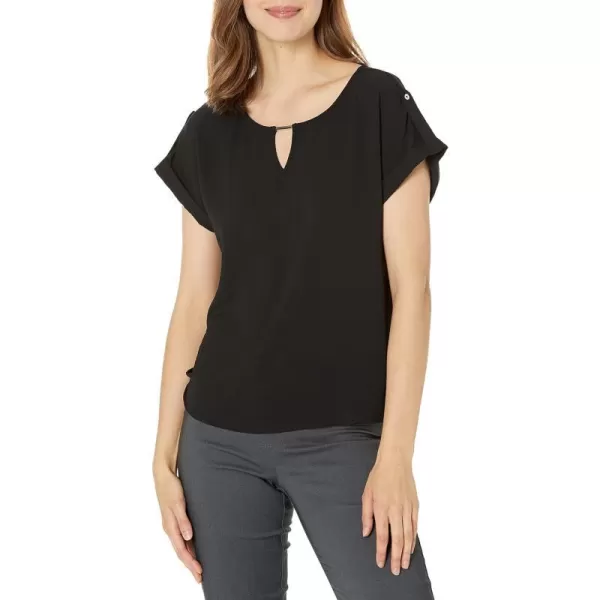 Calvin Klein Ck Womens Blouse Roll Up SleeveBlack